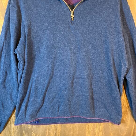 Robert Graham Mens Sweater Blue Purple 1/4 Zip Pullover Classic Fit Small - Picture 3 of 13